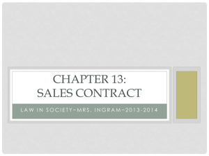 Chapter 13: Sales Contract - Mrs. Ingram`s Class Website