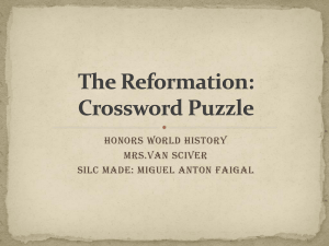 The Reformation: Crossword Puzzle