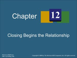Chapter 12a - Closing Begins The Relationship