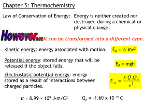 Chpt 5: First Law of Thermodynamics