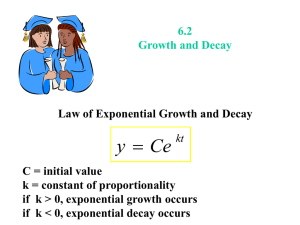 6.2 Differential Equations: Growth and Decay