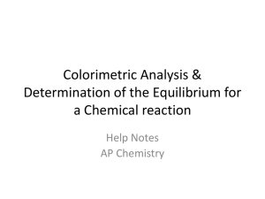 Colorimetric Analysis & Determination of the Equilibrium for a