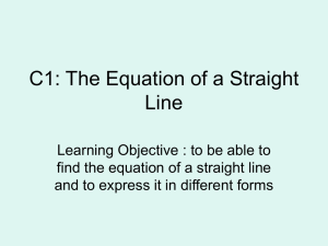 C1: The Equation of a Straight Line