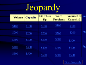 Volume and Capacity Jeopardy