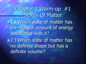 Chapter 3 Warm-up #1 States Of Matter