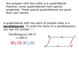 Geometry Notes 6.3 Conditions for Parallelograms 1.