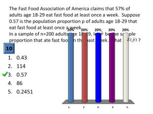 The Fast Food Association of America claims that 57% of adults age