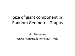 Size of giant component in a random geometric graph.