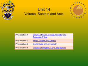 Unit 14 Volume, Sectors and Arcs