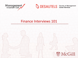 Finance Interview Prep - McGill Investment Club