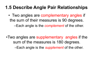 1.5 Describe Angle Pair Relationships