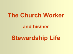 The Church Worker and his/her Stewardship Life