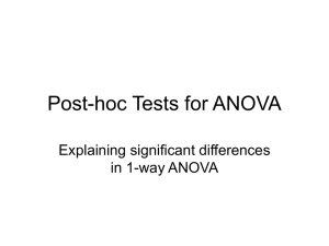 Post-hoc Tests for ANOVA