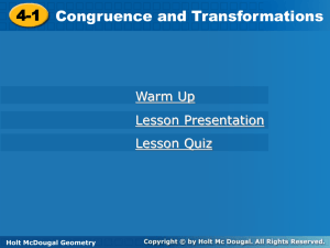 4.1 Congruence and Transformations