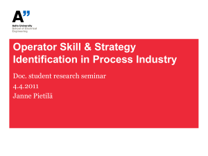 Operator Skill & Strategy Identification in Process Industry