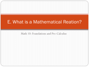 Unit E - What are Relations?