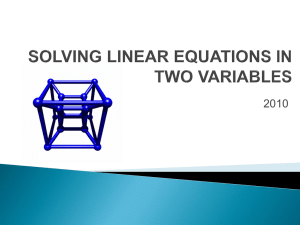 Linear Equations with Two Variables PPT
