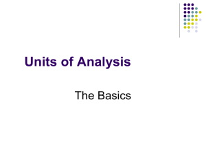 Unit of Observation / Unit of Analysis