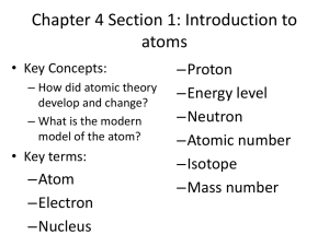 Chapter 4 Section 1: Introduction to atoms