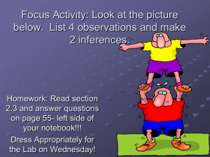 Focus Activity: Look at the picture below. List 4 observations and