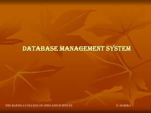 Database Management System - Bapatla College of Arts & Sciences