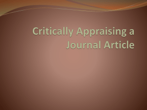 Critically Appraising a Journal Article PowerPoint
