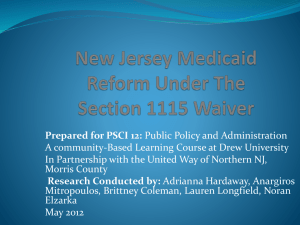 New Jersey Medicaid reform under the 1115 waiver - U-KNOW