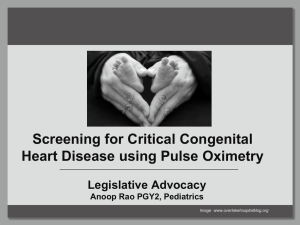 Screening for Critical Congenital Hearth Disease using Pulse Oximetry