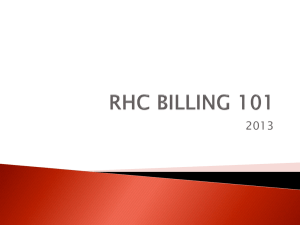 RHC BILLING 101 - SC Office of Rural Health