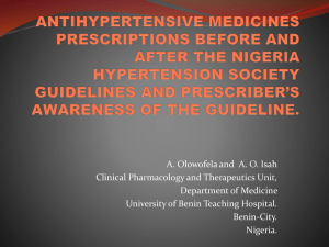 antihypertensive medicines prescriptions before and after