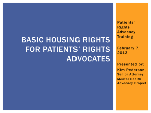 Basic Housing Rights for Patients* Rights Advocates