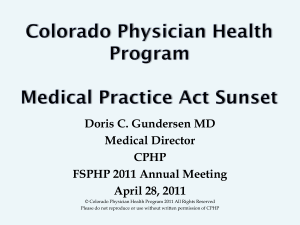 Colorado Physician Health Program Medical Practice Act Sunset