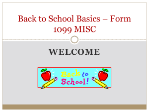 Back to School Basics * Form 1099 MISC
