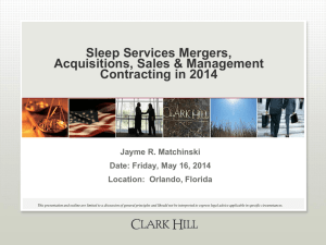 Sleep Services Mergers, Acquisitions, Sales & Management