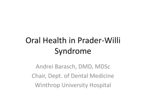 Oral health in PWS - Prader-Willi Syndrome Association