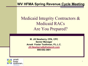 Medicaid Integrity Contractors - West Virginia Healthcare Financial