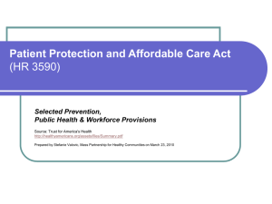 Patient Protection and Affordable Care Act (HR 3590)