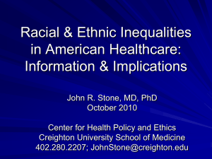 Eliminating Racial/Ethnic Health Inequalities