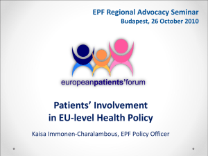 Patients` Involvement in EU-level Health Policy, Kaisa Immonen
