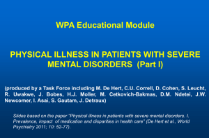 Physical Illness in Patients with Severe Mental Disorders (Part I)