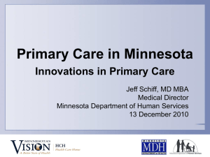 Primary Care in Minnesota - Alliance for Health Reform