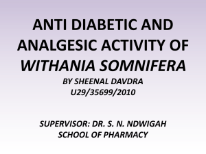 ANTI DIABETIC AND ANALGESIC ACTIVITY OF WITHANIA