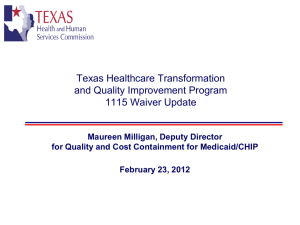Briefing on Medicaid 1115 Waiver and Public Health Interactions