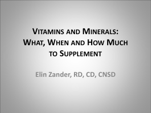 Vitamins and Minerals: What, When and How Much to Supplement