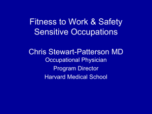 Fitness to Work & Safety Sensitive Occupations
