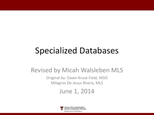 Specialized Databases - Texas Tech University Health Sciences