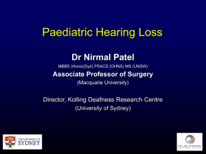 Paediatric Hearing Loss - Macquarie University Hospital