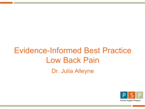 Evidence- Informed Best Practice Low Back Pain