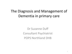 Dr Duff`s presentation re Dementia
