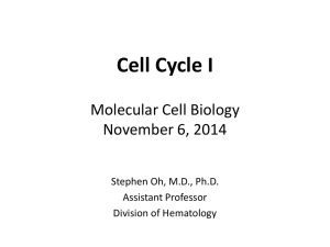 Cell Cycle I Molecular Cell Biology November 6, 2014